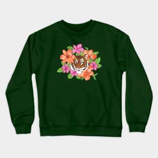 Floral Tiger Portrait Crewneck Sweatshirt